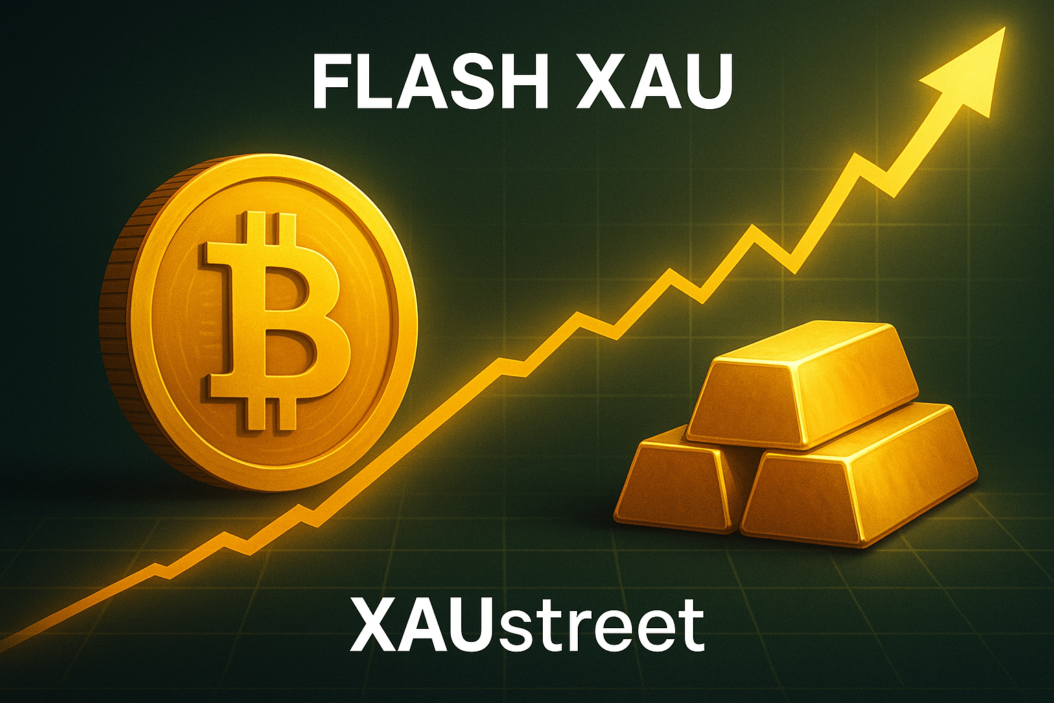 Bitcoin en hausse et or en valeur refuge — image Flash XAU horizontale signée XAUstreet