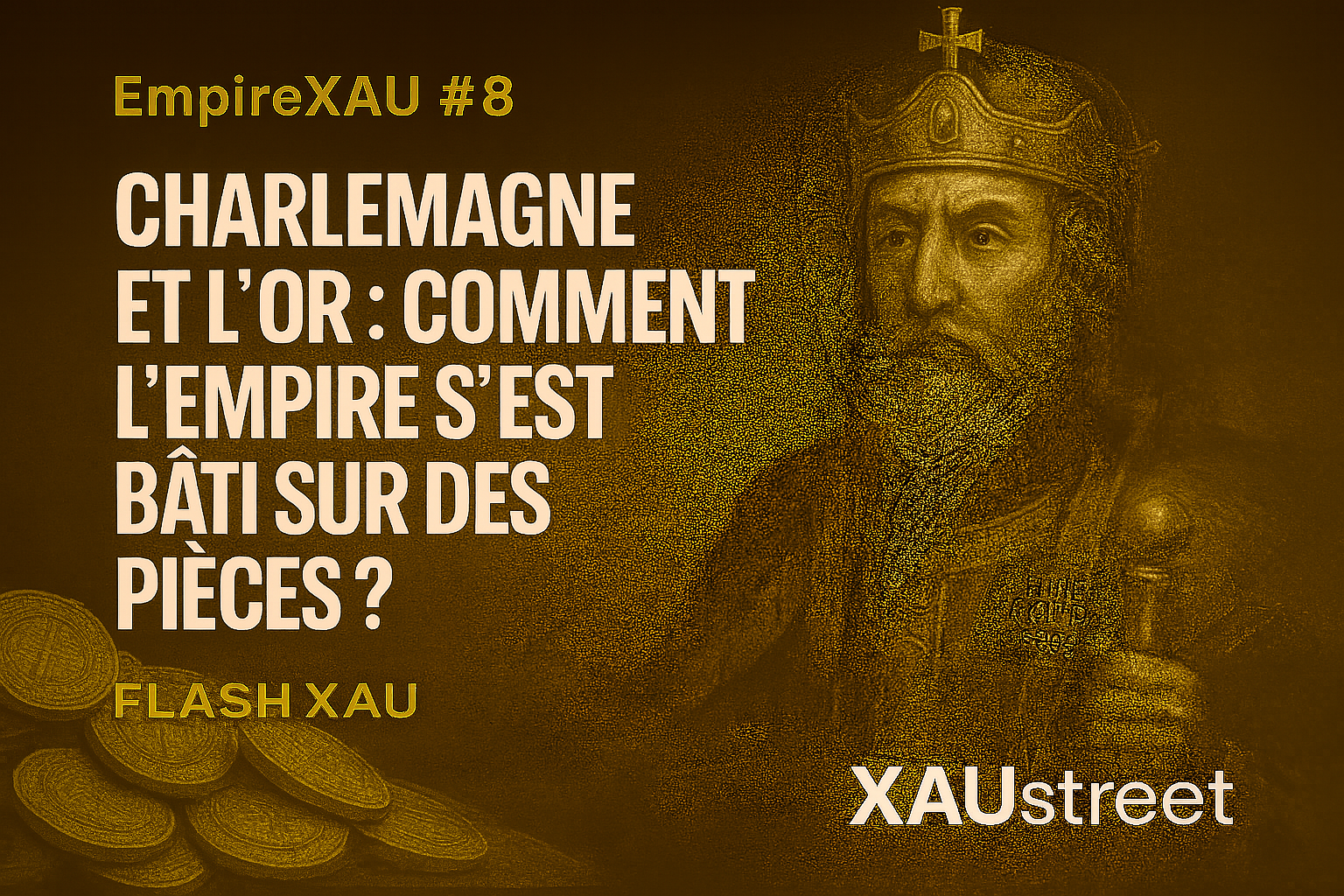 Charlemagne tenue royale et pièces d’or – EmpireXAU