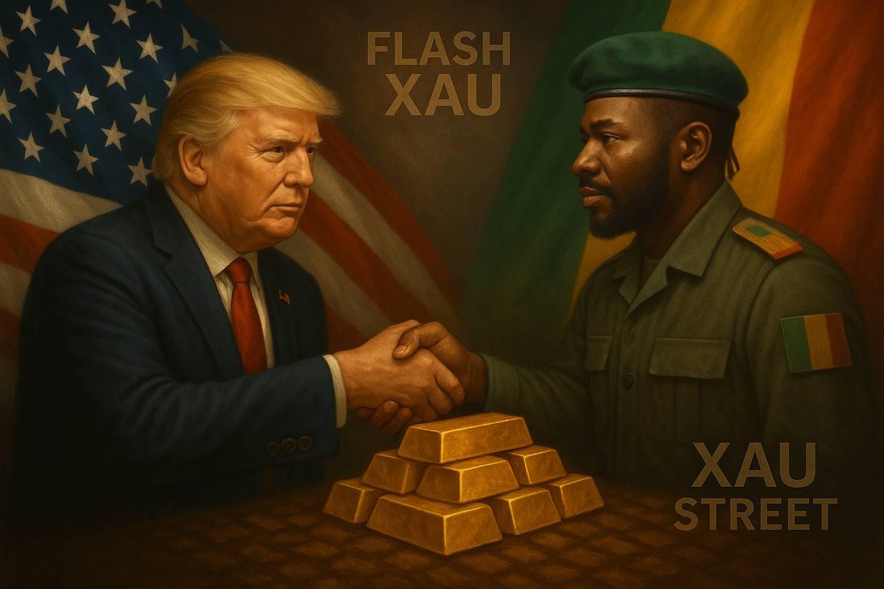 Drapeaux Mali et États-Unis avec une barre d’or diplomatique