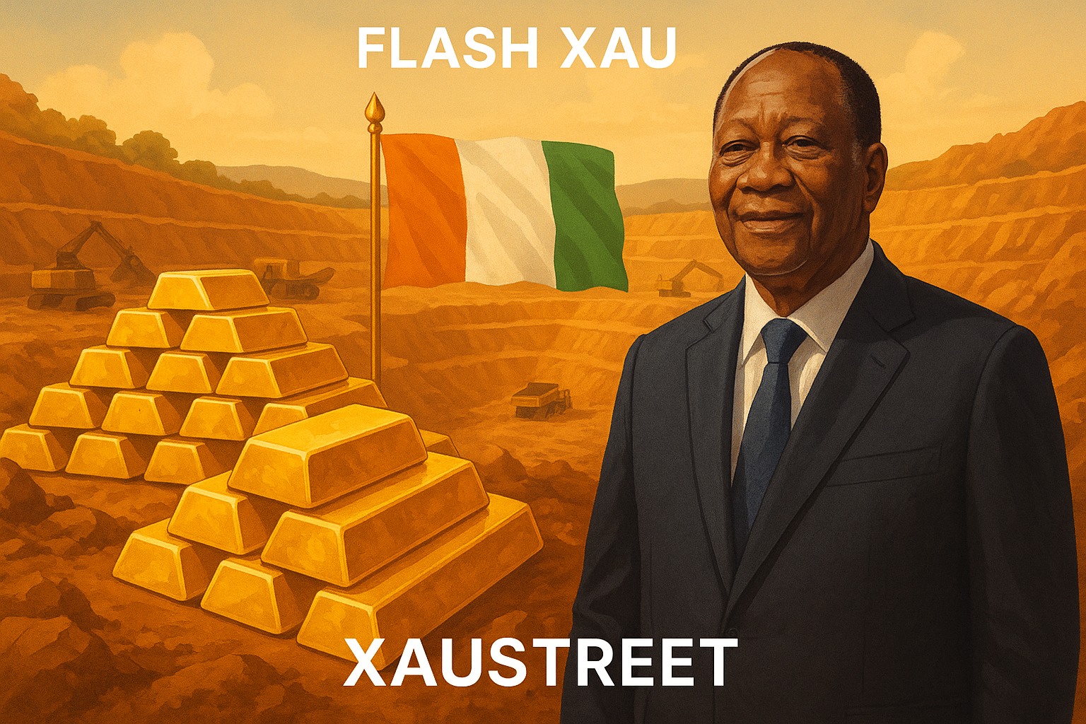 Illustration de la Côte d'Ivoire découvrant un gisement d’or de classe mondiale – Flash XAU, juillet 2025