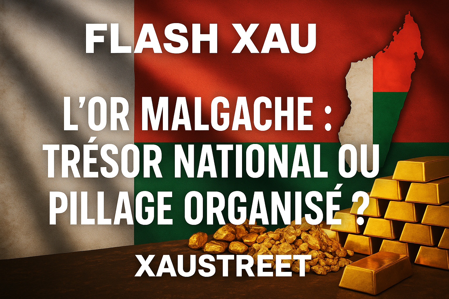 Illustration du pillage de l'or à Madagascar entre réseaux illégaux et trésor national oublié.