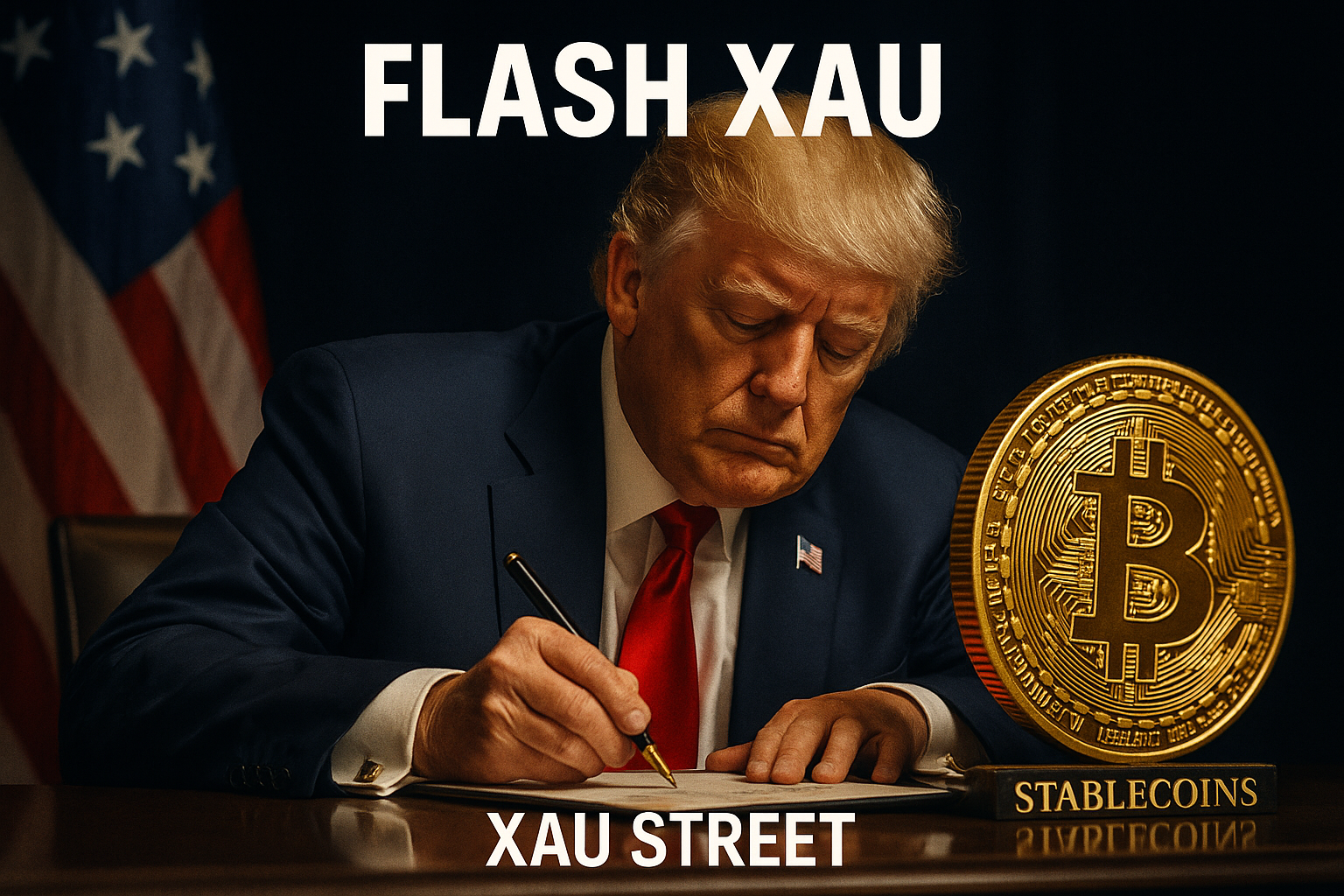 Signature Trump Genius Act stablecoins or dollar