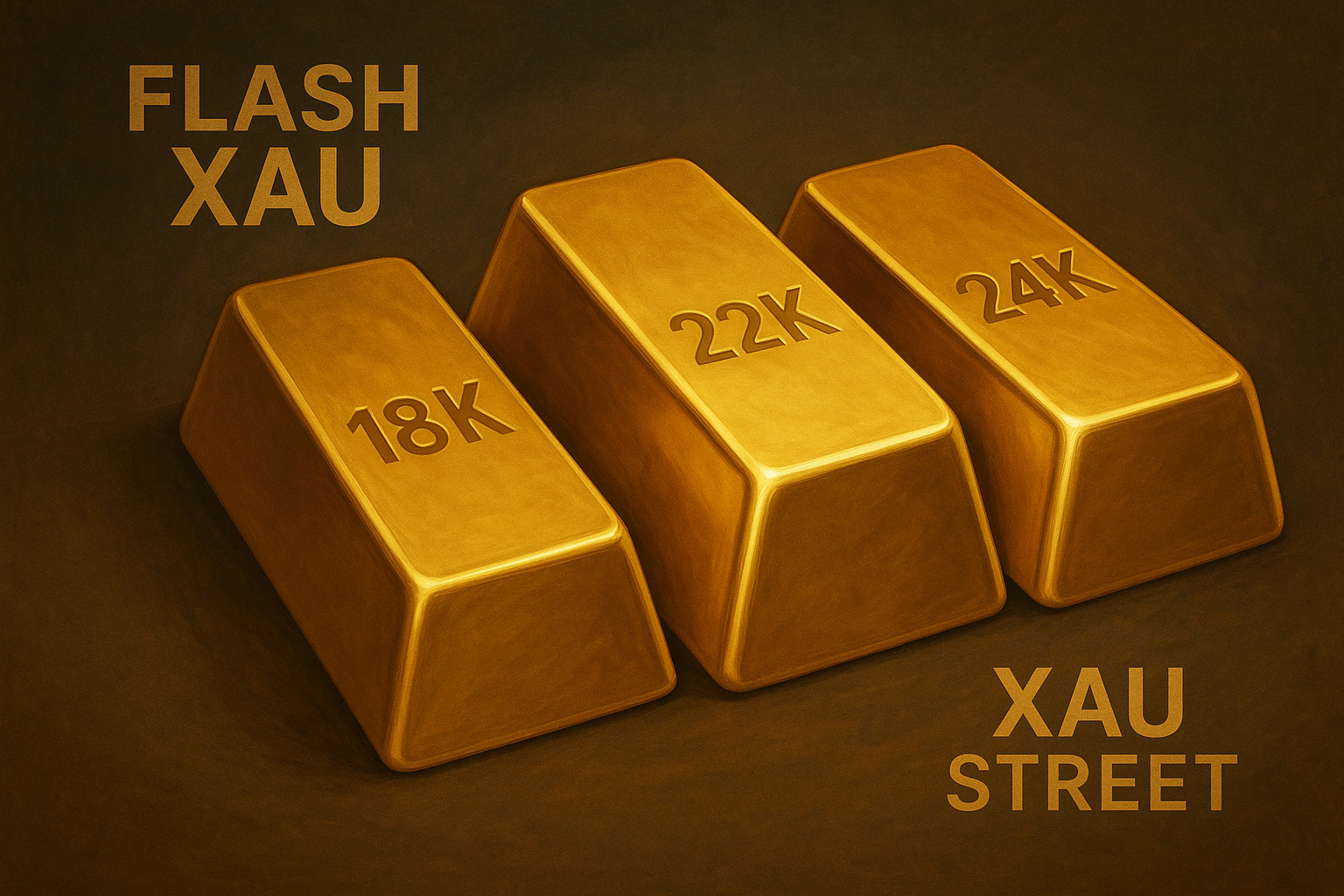 Comparaison de bijoux et lingots d’or en 18K, 22K et 24K