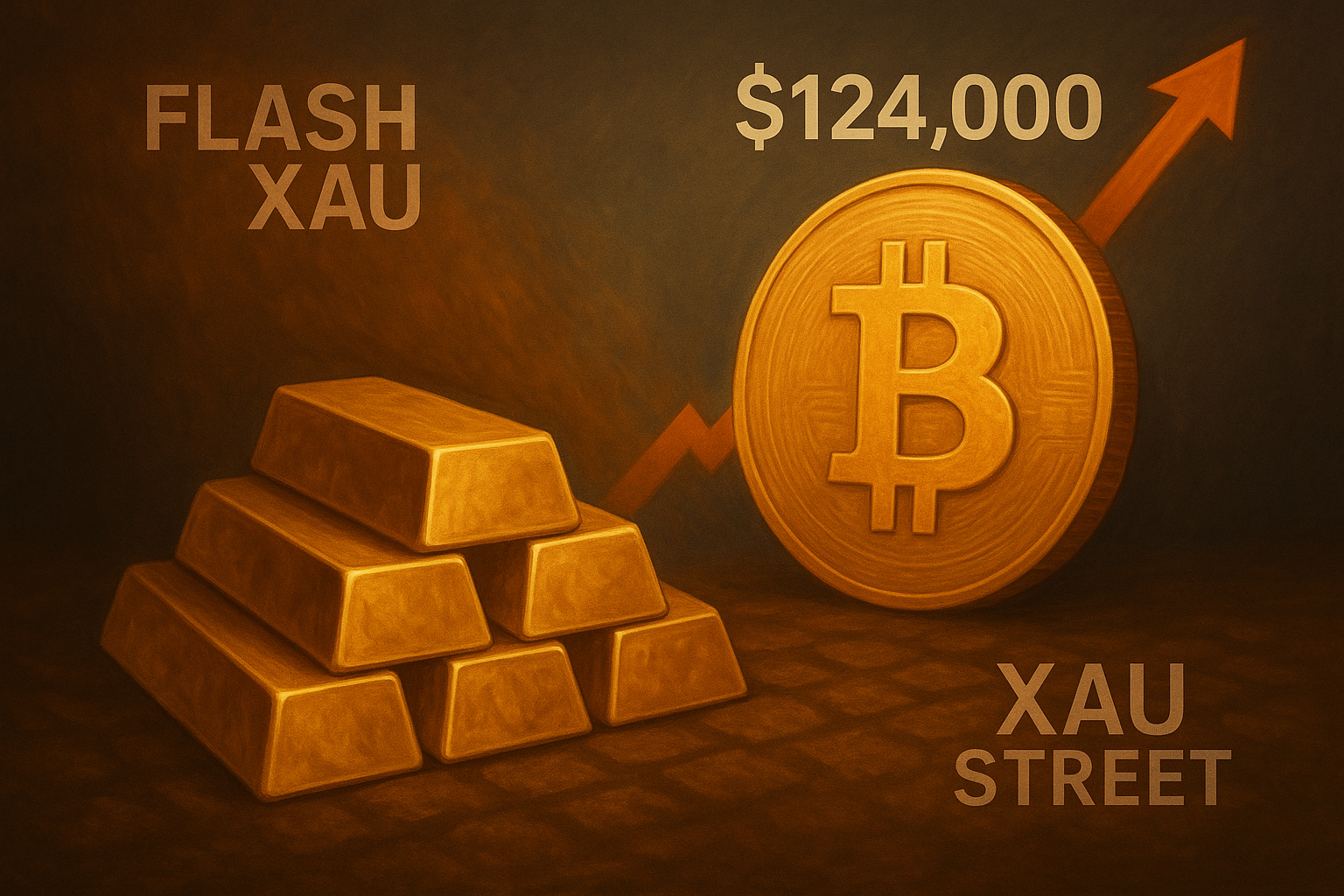 Graphique montrant le Bitcoin franchissant les 124 000 $ face à l’or