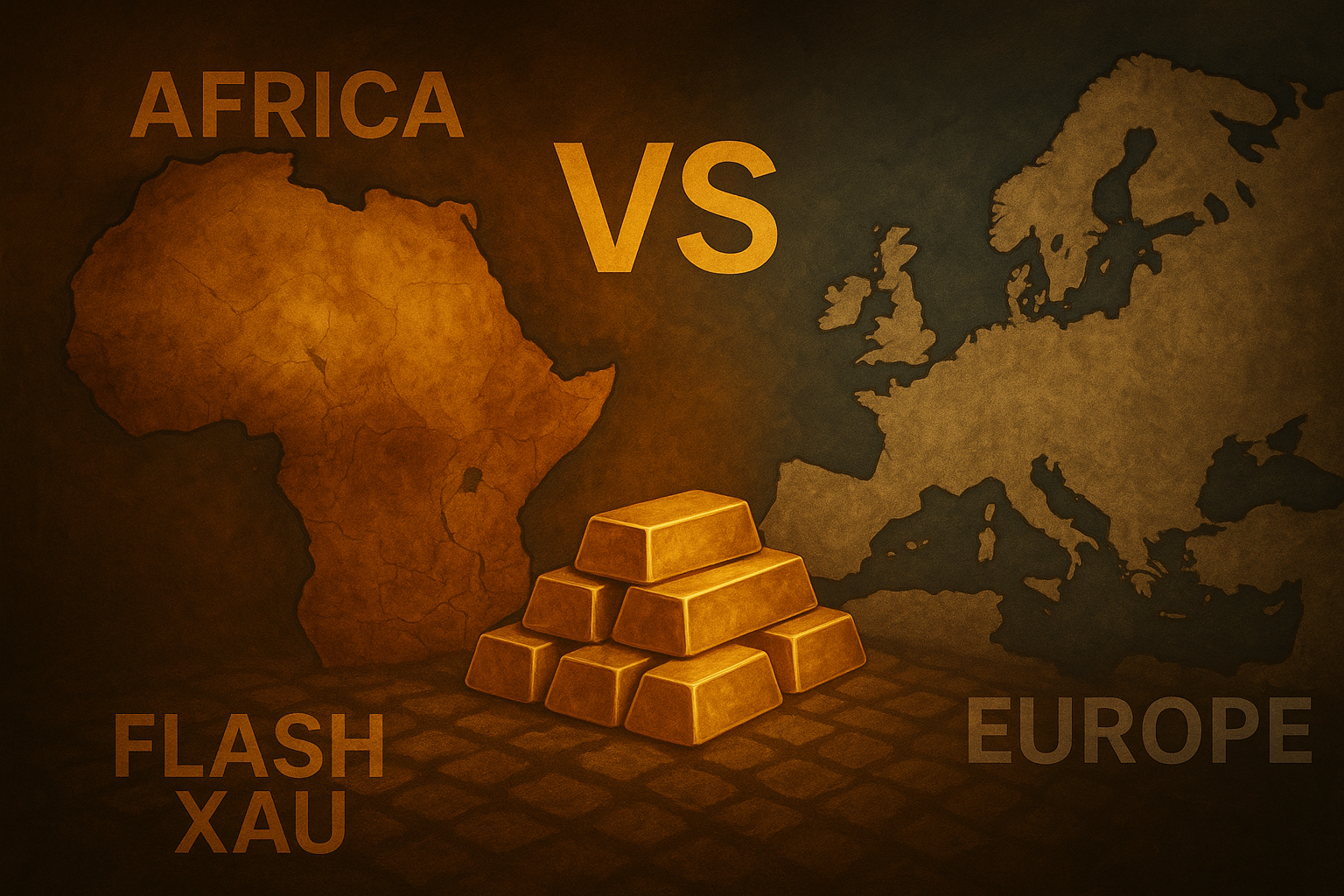 Lingot d’or avec carte de l’Afrique et de l’Europe