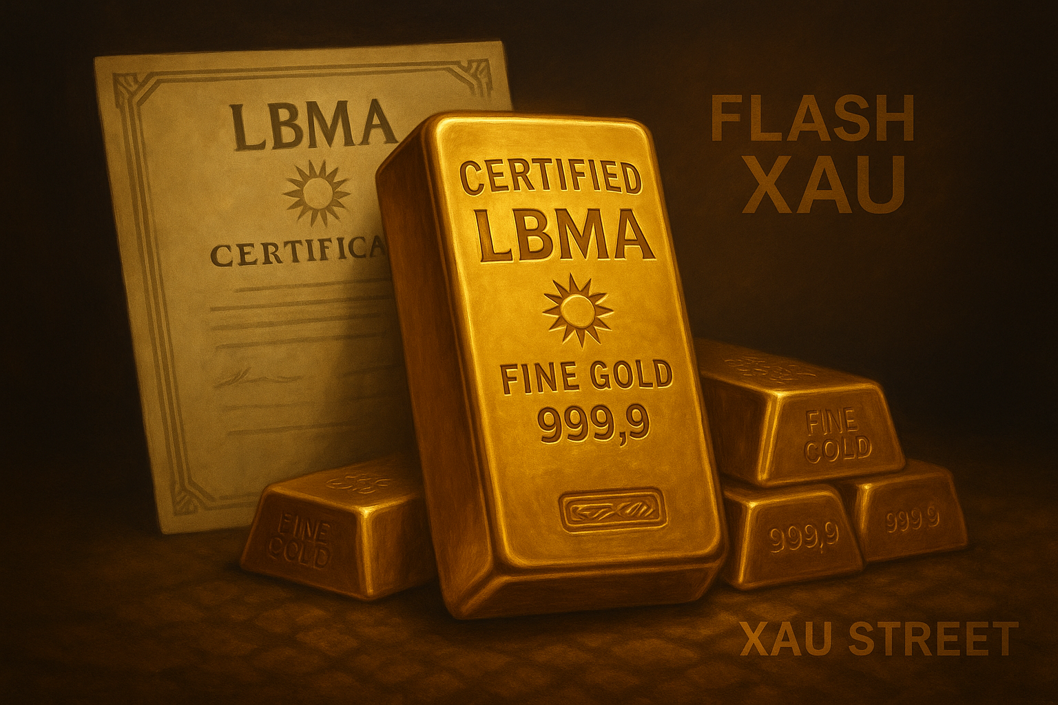 Lingot d’or certifié LBMA avec numéro de série visible