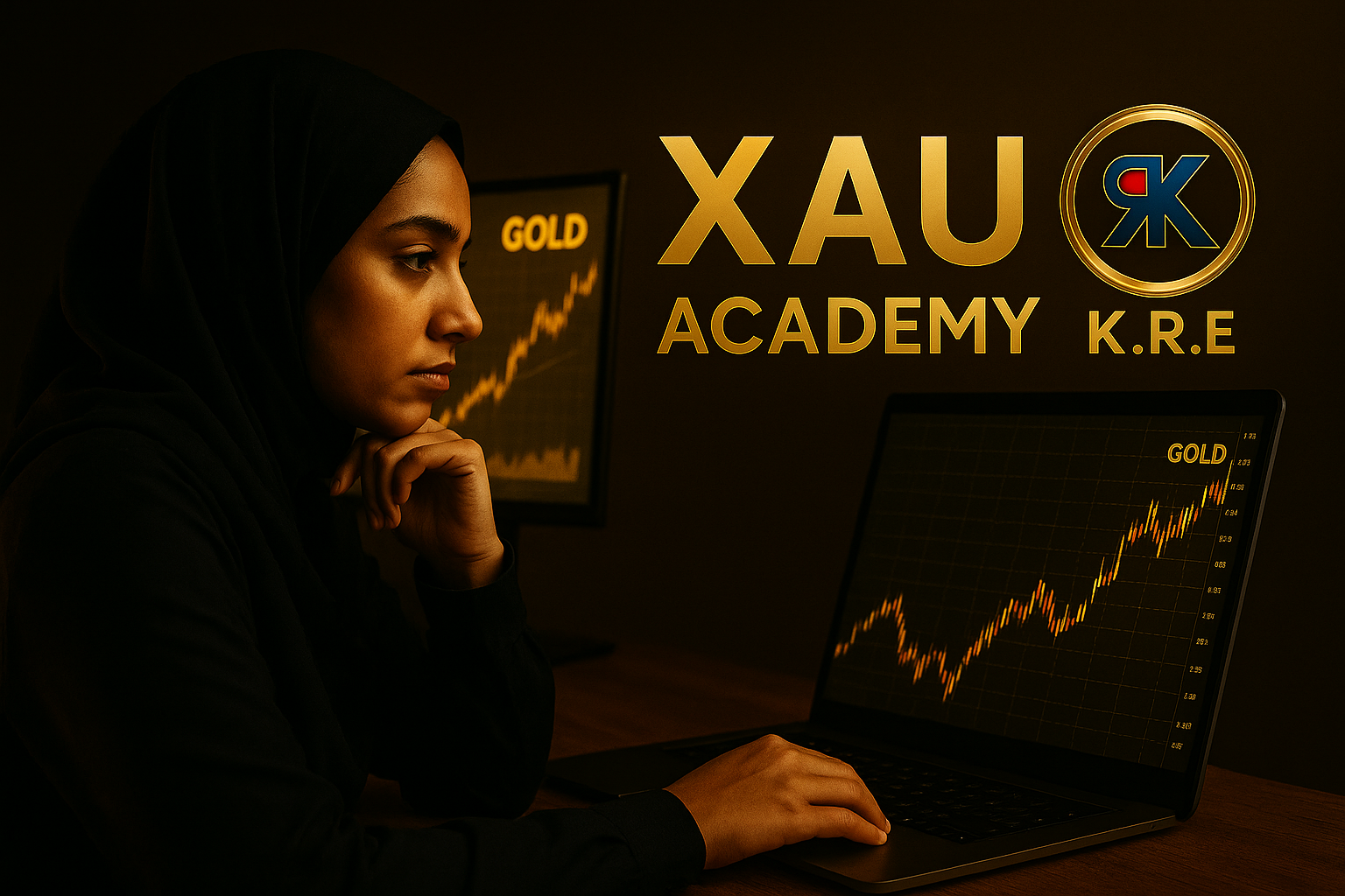 Trader concentré sur l’or – Comprendre l’argent avec XAU Academy et K.R.E