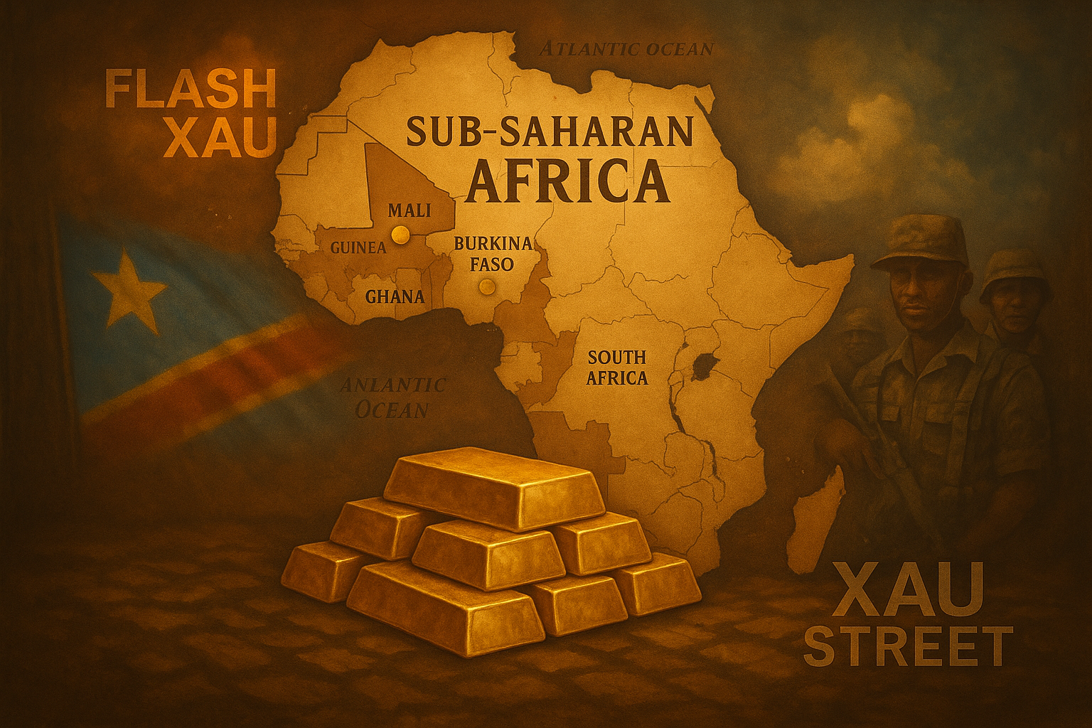 Carte de l’Afrique subsaharienne avec principaux producteurs d’or