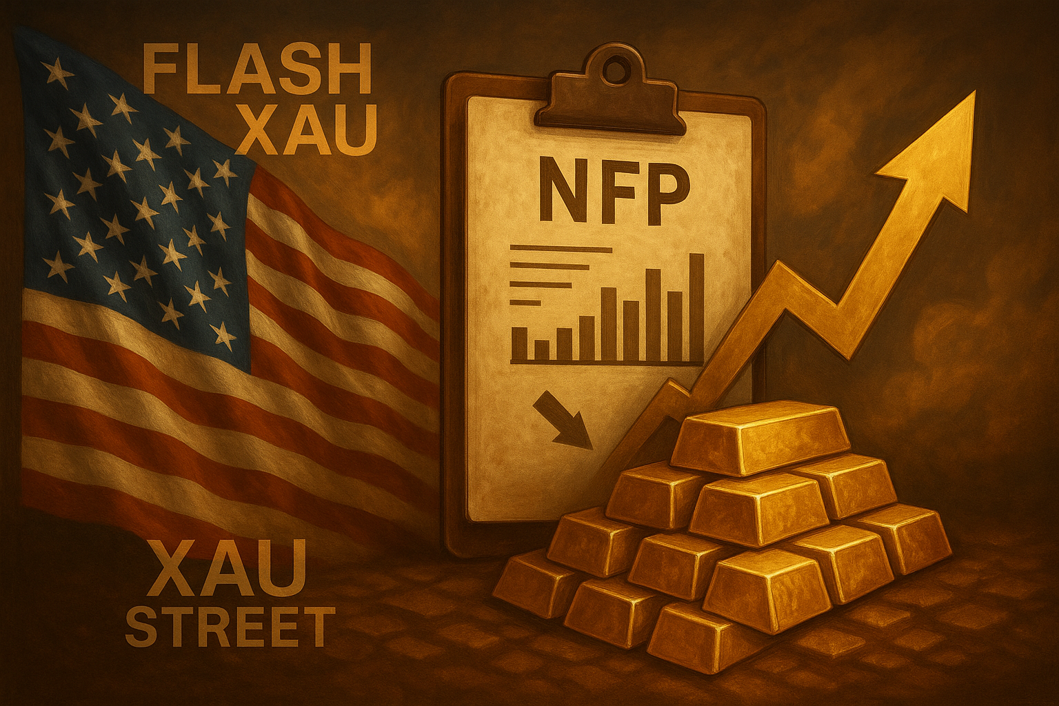 Graphique montrant le prix de l’or réagissant à la publication des NFP américains