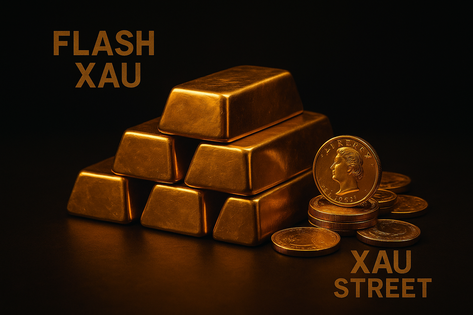 Lingots et pièces d’or brillants sur fond noir, symbolisant rareté et richesse
