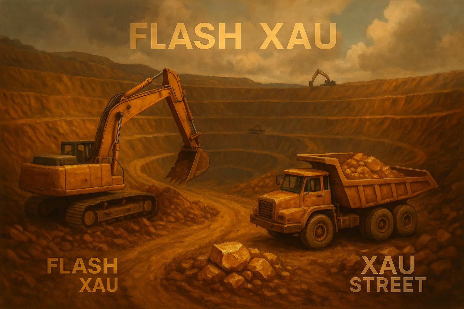 Mine d’or à ciel ouvert avec extraction du métal précieux