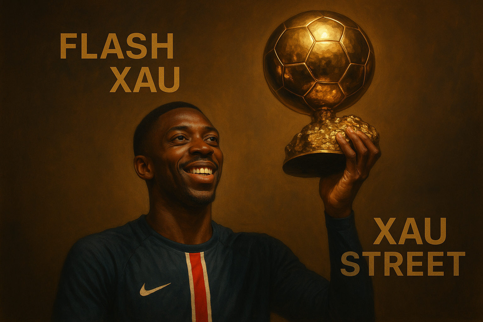 Ousmane Dembélé brandissant le Ballon d’Or 2025 comme un trophée d’or