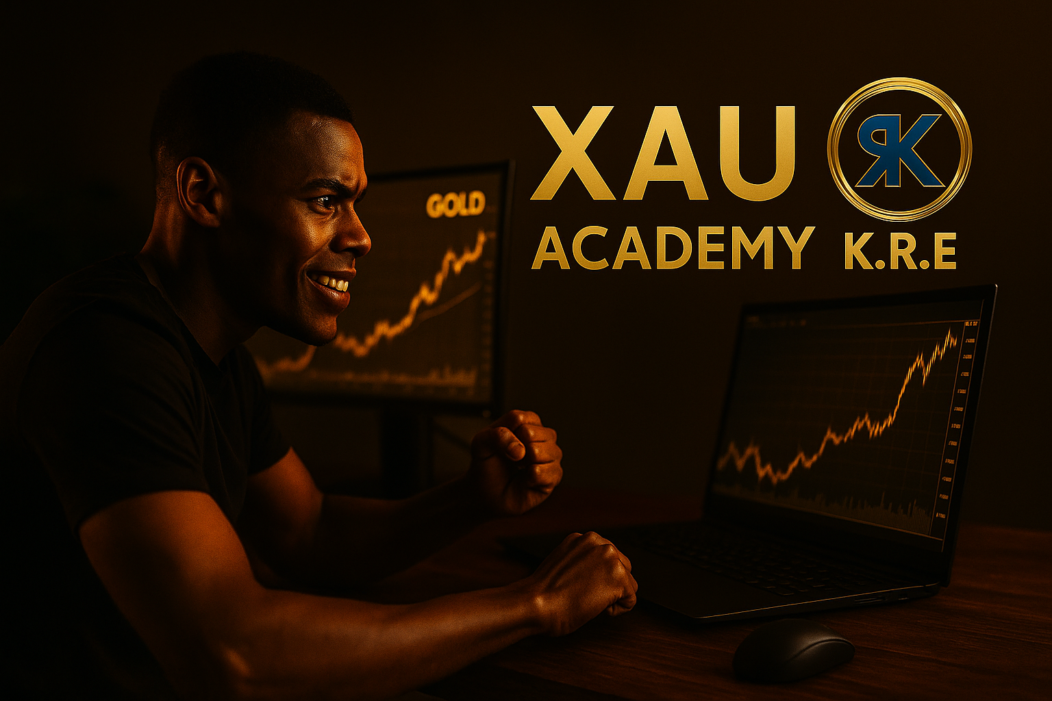 Trader profitant du rally de l’or grâce à la méthode K.R.E et XAU Academy