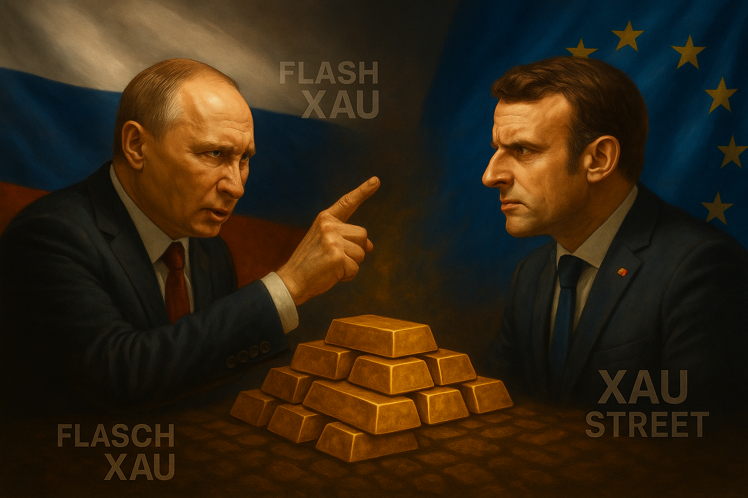 Vladimir Poutine lors du Forum économique de l’Est, déclarant que les forces occidentales en Ukraine seraient des cibles légitimes, avec lingots d’or en arrière-plan