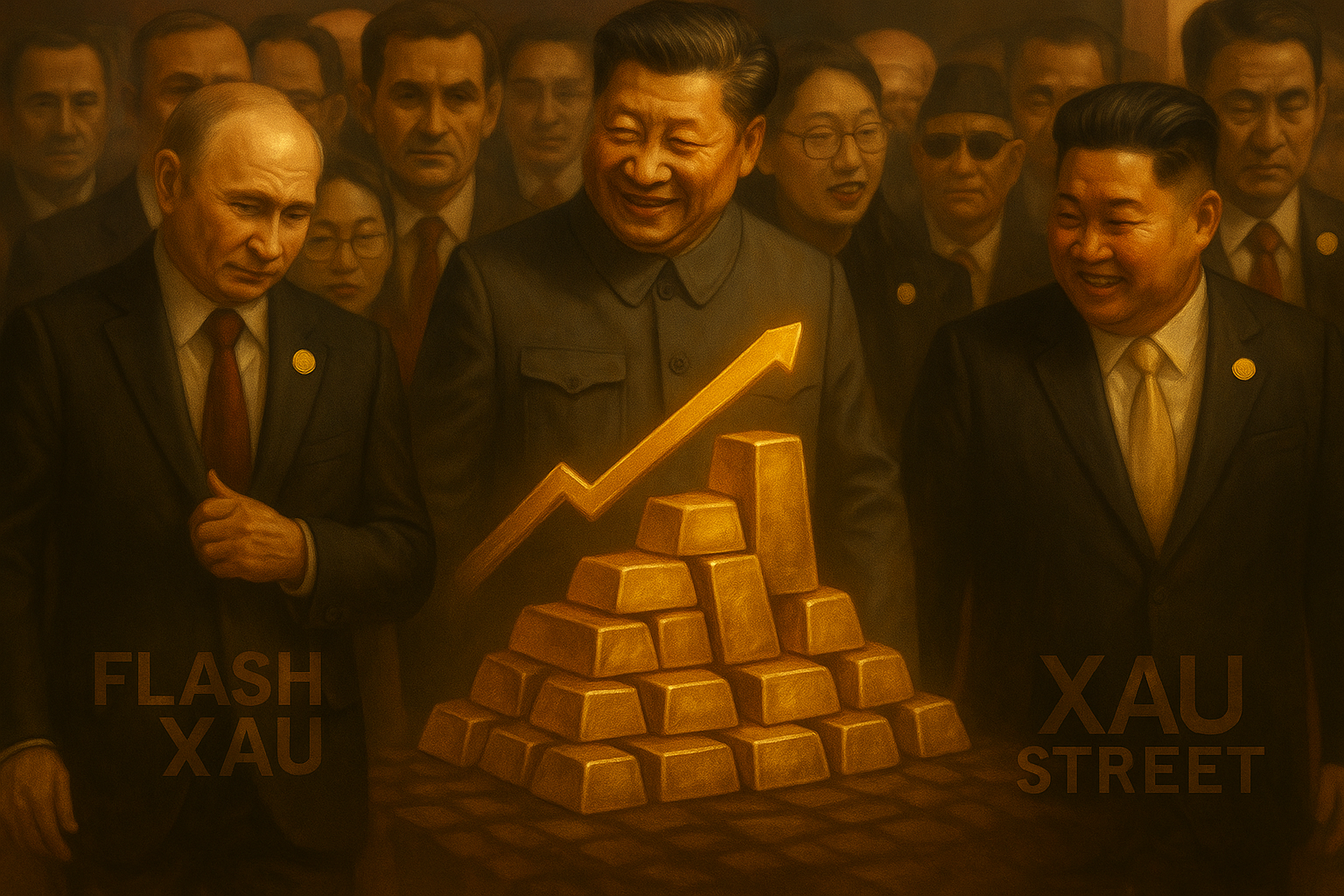 Xi Jinping, Vladimir Poutine et Kim Jong-un au défilé militaire de Pékin, symbolisant la montée de l’or au-dessus de 3 500 dollars