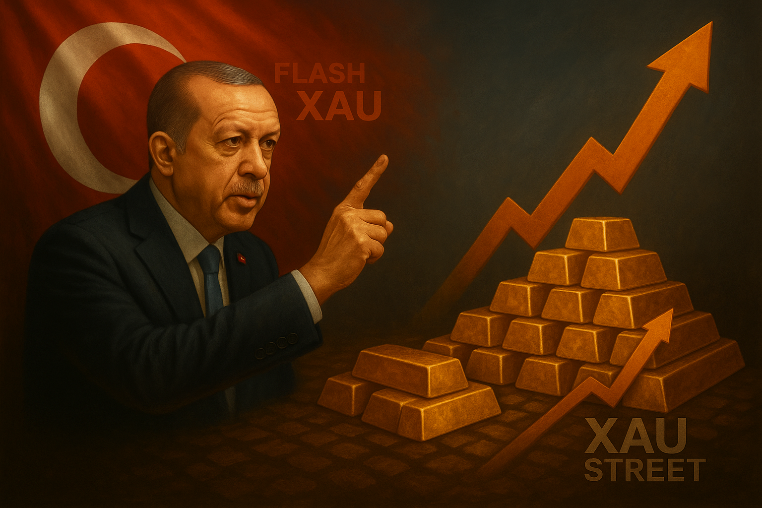 lingots d’or devant la Banque centrale de Turquie illustrant la montée des réserves