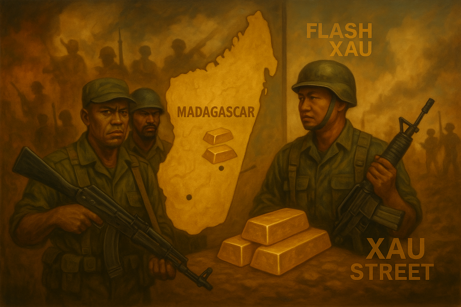 Carte de Madagascar avec gisements d’or — Crise politique et enjeu minier