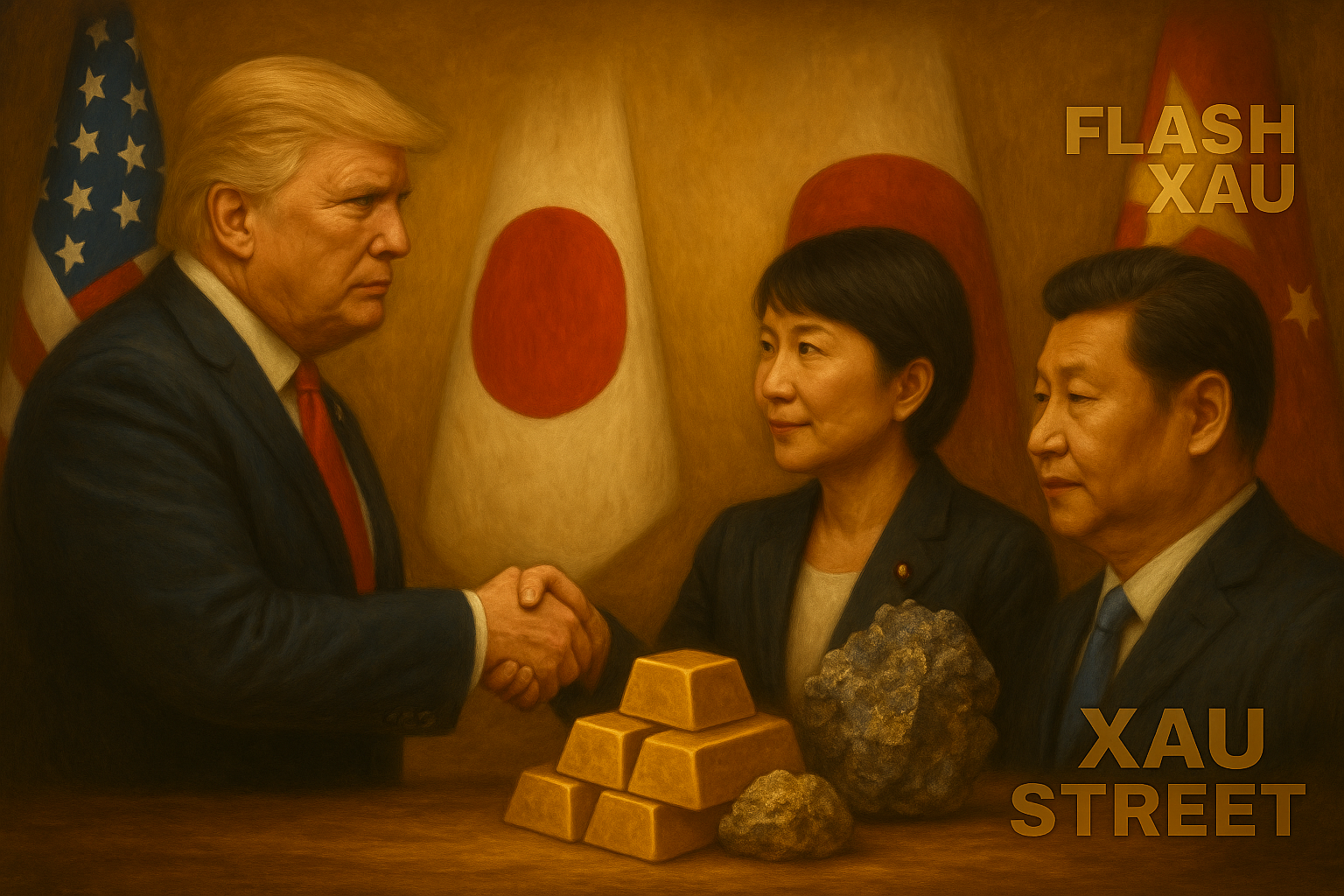 Donald Trump et Sanae Takaichi inaugurant l’accord sur les terres rares avec lingots d’or symboliques.