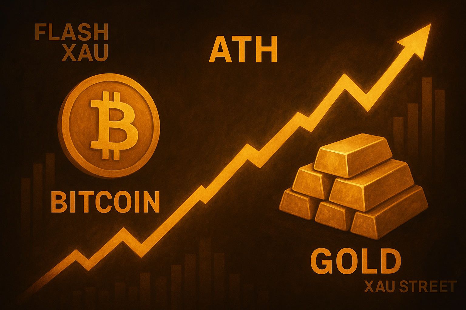 Graphique comparatif Bitcoin et Or en 2025 – Records historiques et évolution mondiale des actifs refuges