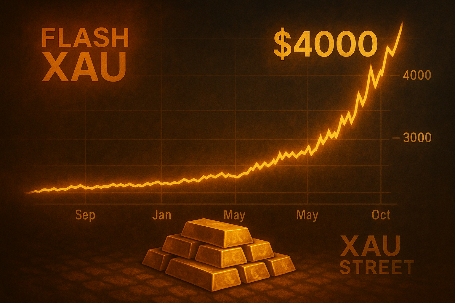 Graphique haussier de l’or à 4 037 $ – Record historique du 8 octobre 2025