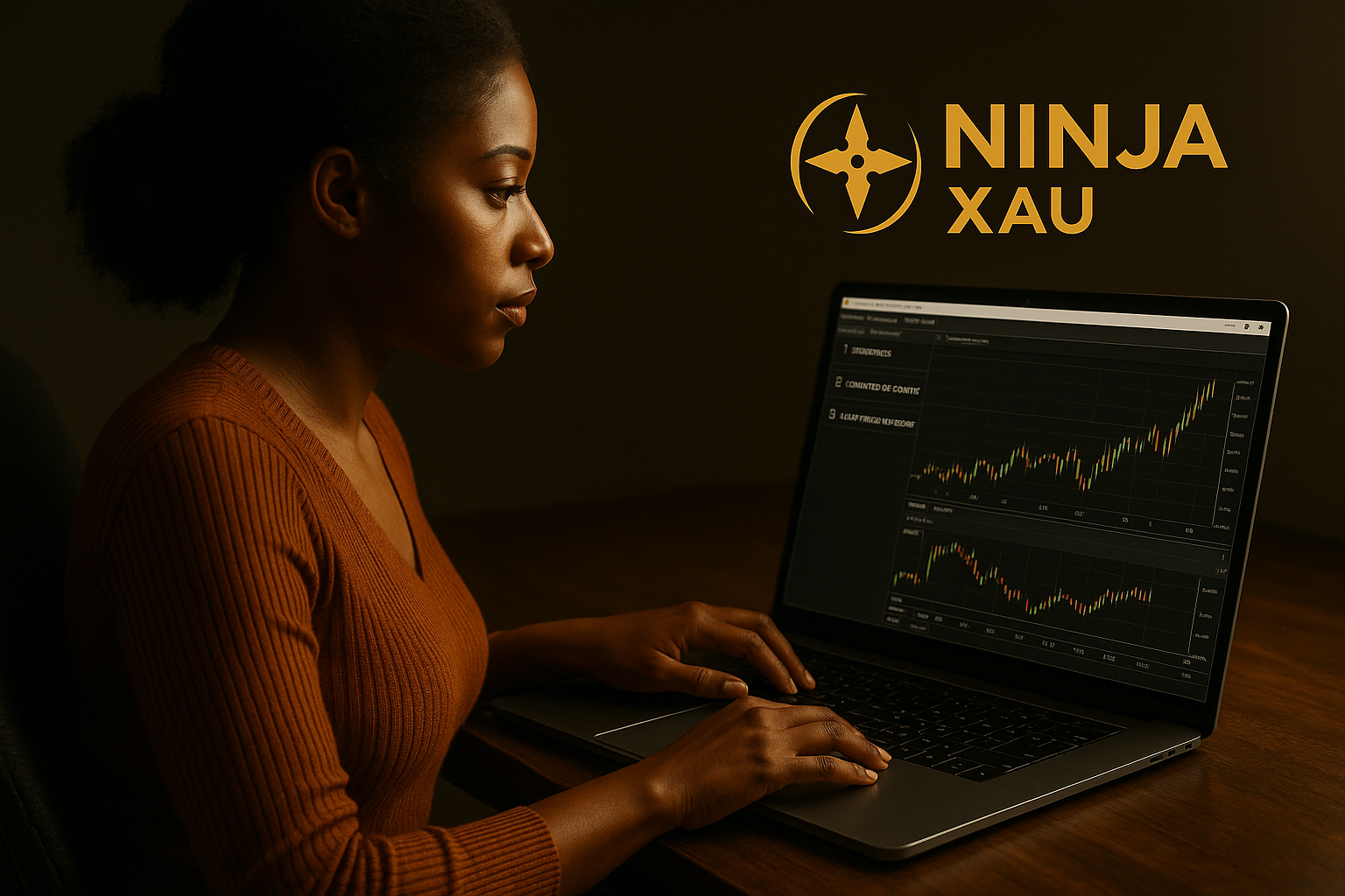 Interface NinjaTrader sur XAU/USD – Démo trading or 2025
