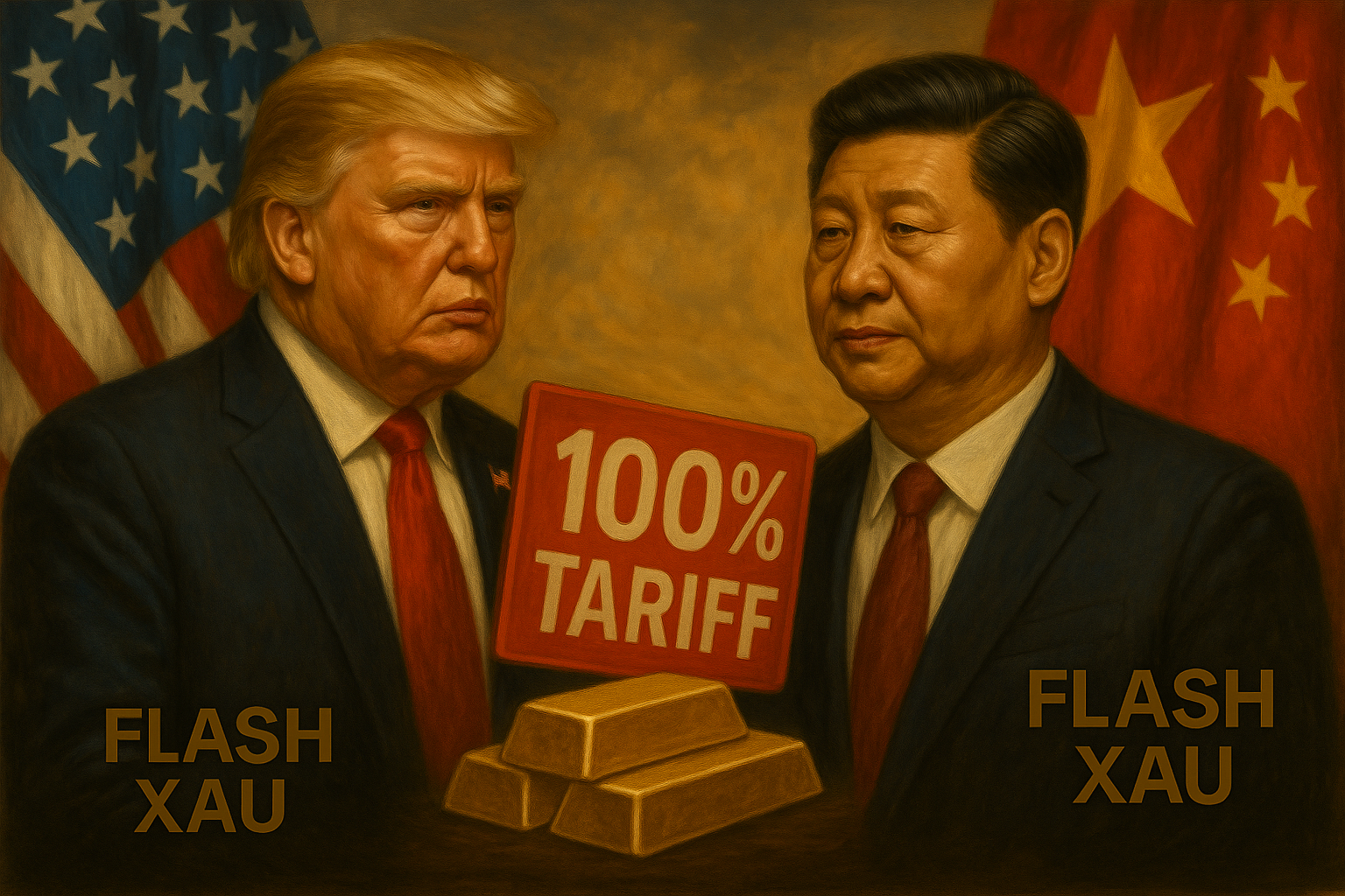 lingots d’or face au drapeau chinois — confrontation commerciale et impact sur l’or
