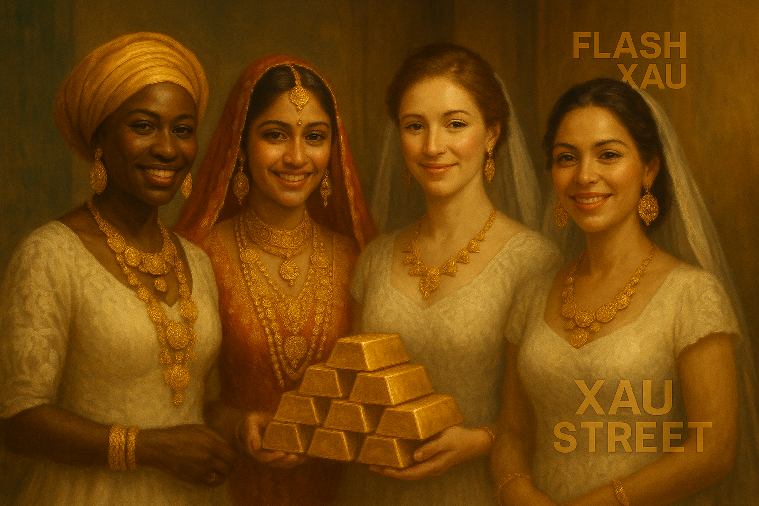 Mariée portant des bijoux en or – Tradition universelle du mariage aurifère