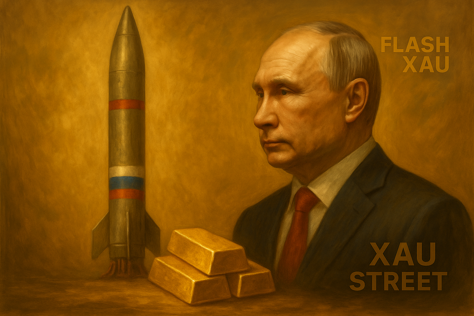 Missile russe Burevestnik sur fond doré représentant hausse de l’or