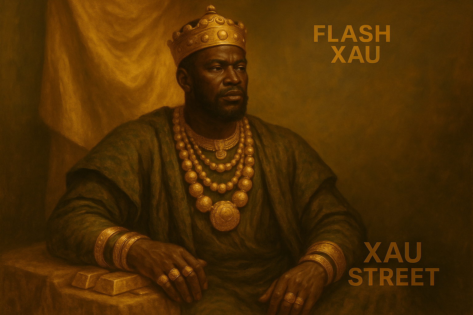 Roi africain portant des bijoux en or – Symbole du pouvoir et de la tradition
