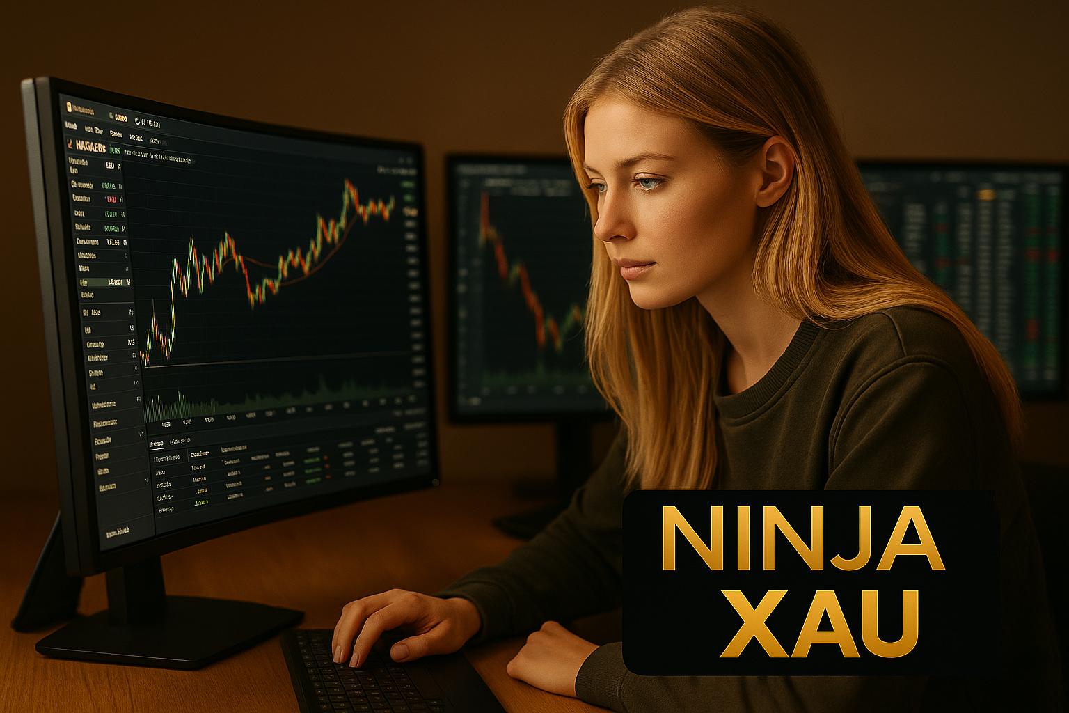 Trader confiant sur NinjaTrader – interface XAU/USD performante