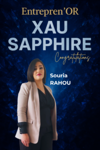 Portrait officiel de Souria Rahou – Reconnaissance Entrepren’OR XAU SAPPHIRE 🔵