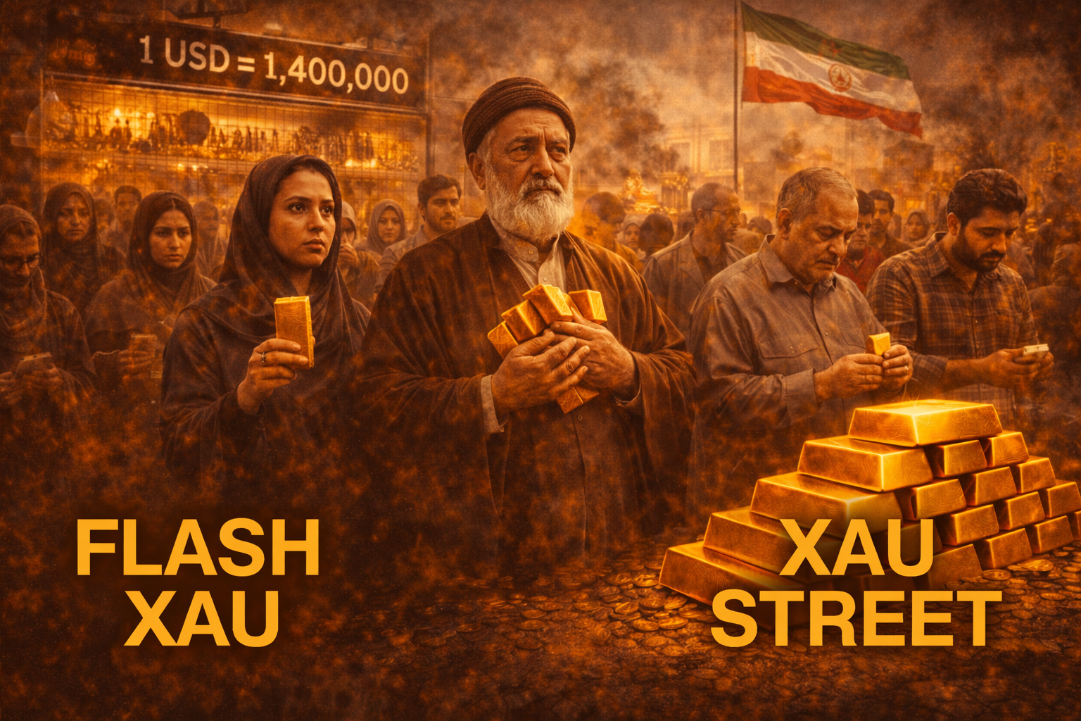 Graphique de l’effondrement du rial iranien face au dollar et montée du prix de l’or comme refuge économique