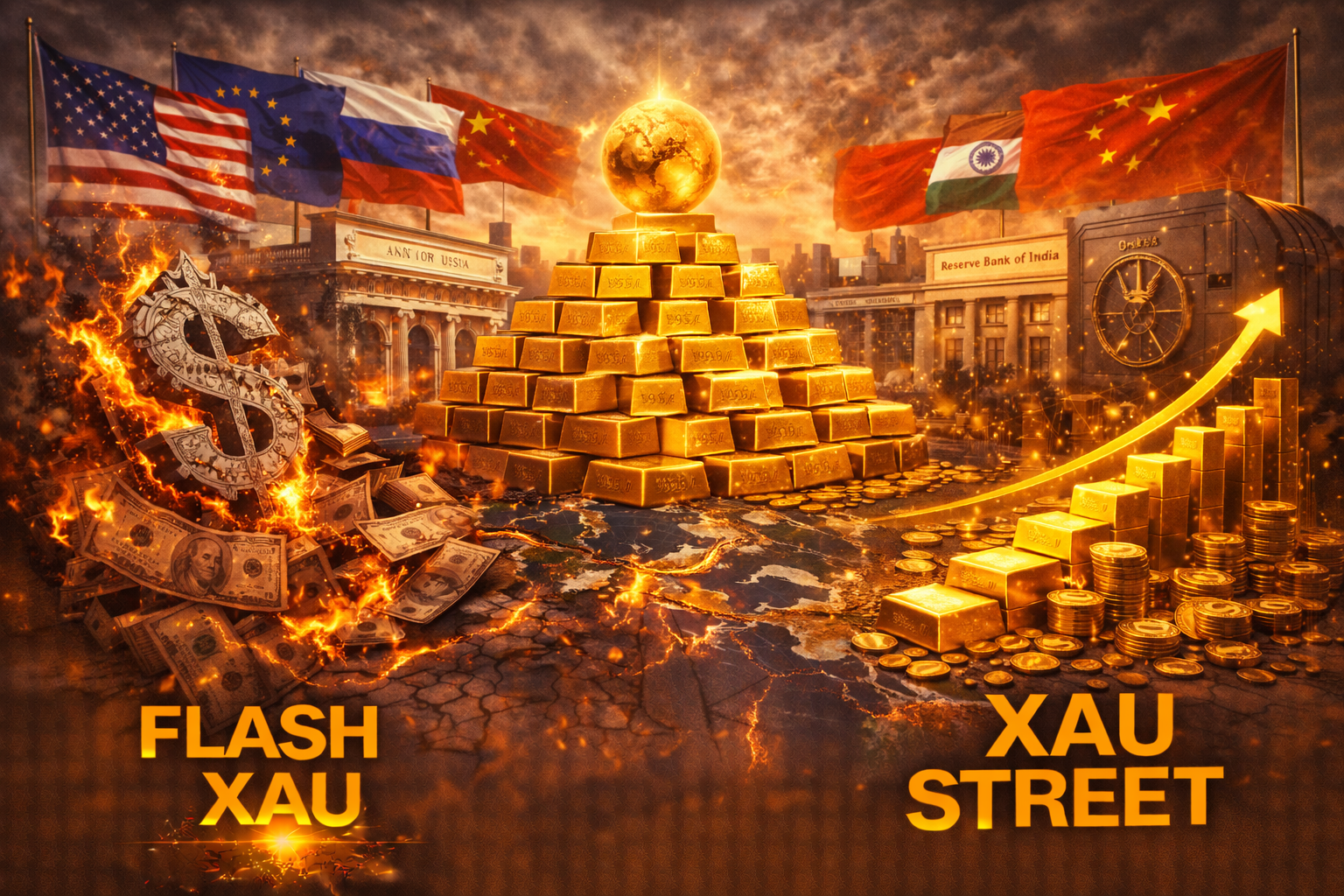 Banques centrales mondiales accumulant de l’or dans un contexte de dédollarisation internationale