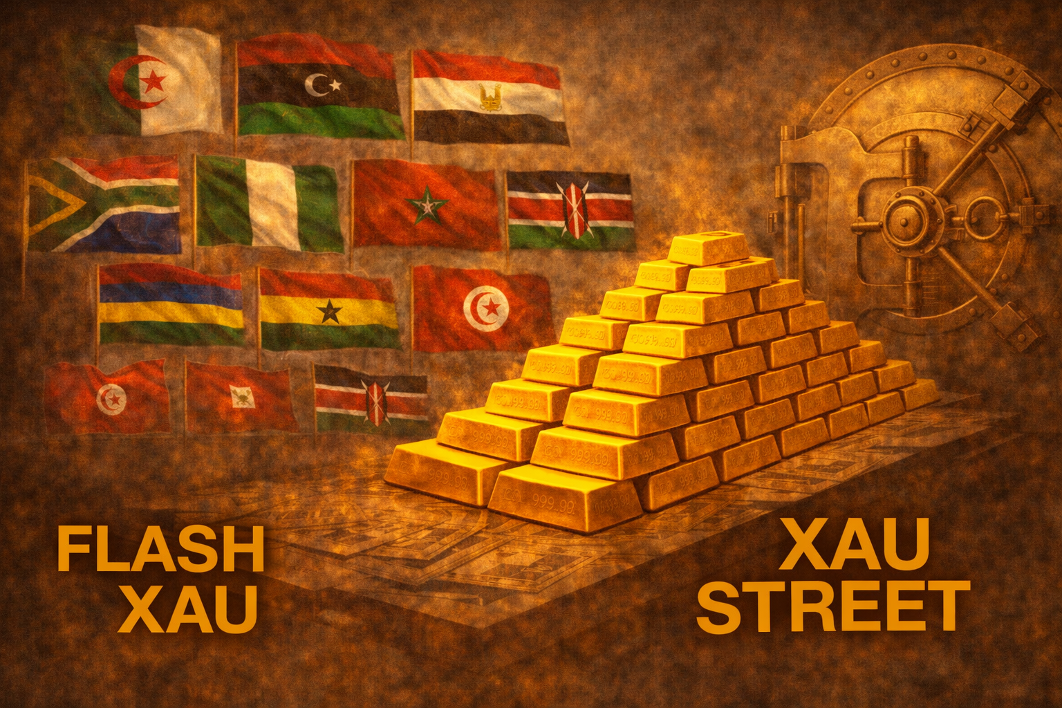 Drapeaux des pays d'afrique dans le classement des réserves d’or des banques centrales en 2025