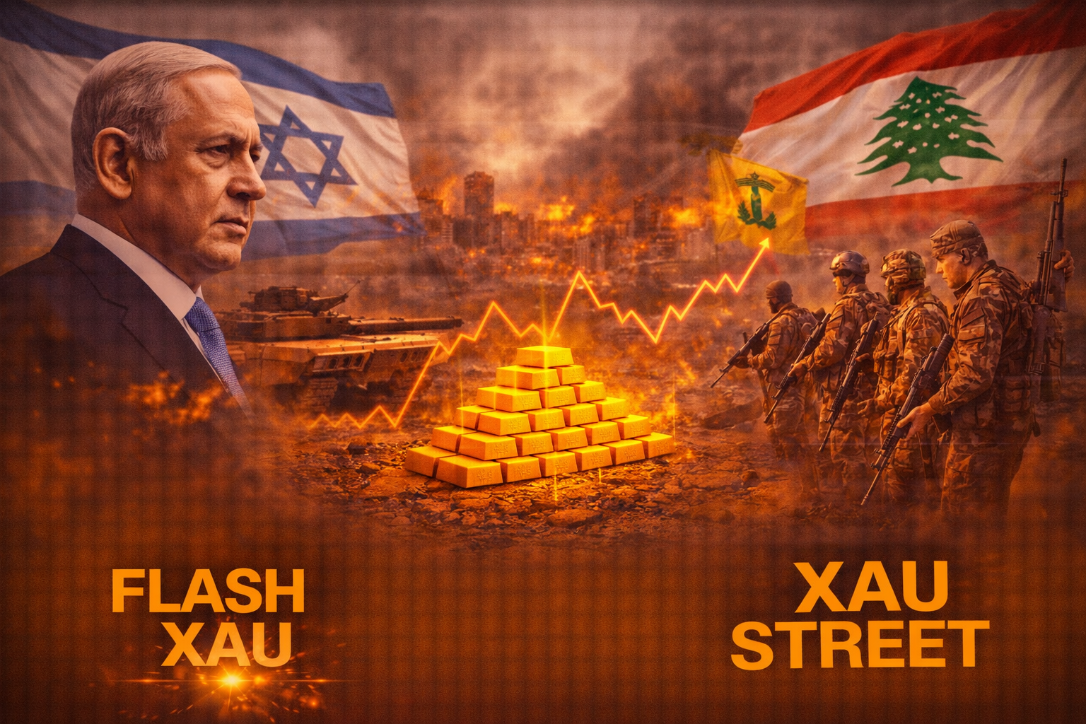 Carte du sud du Liban avec tensions militaires entre Israël et Hezbollah et impact sur le prix de l’or