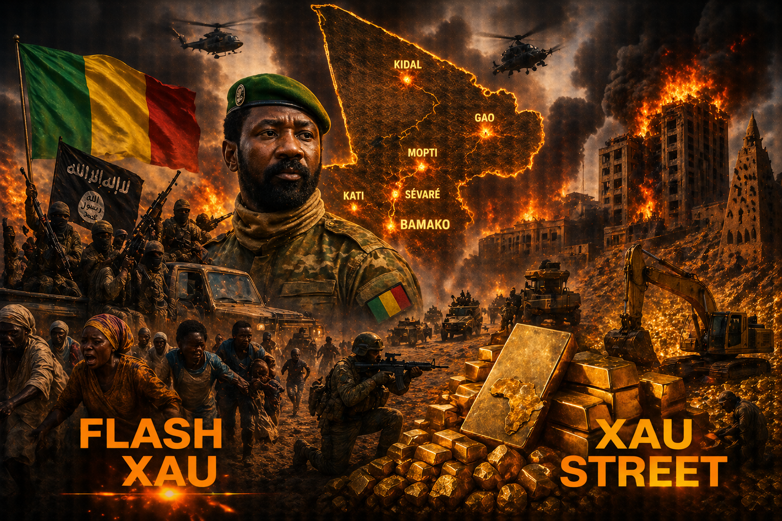 Carte du Mali avec zones d’attaques et enjeux autour des ressources en or