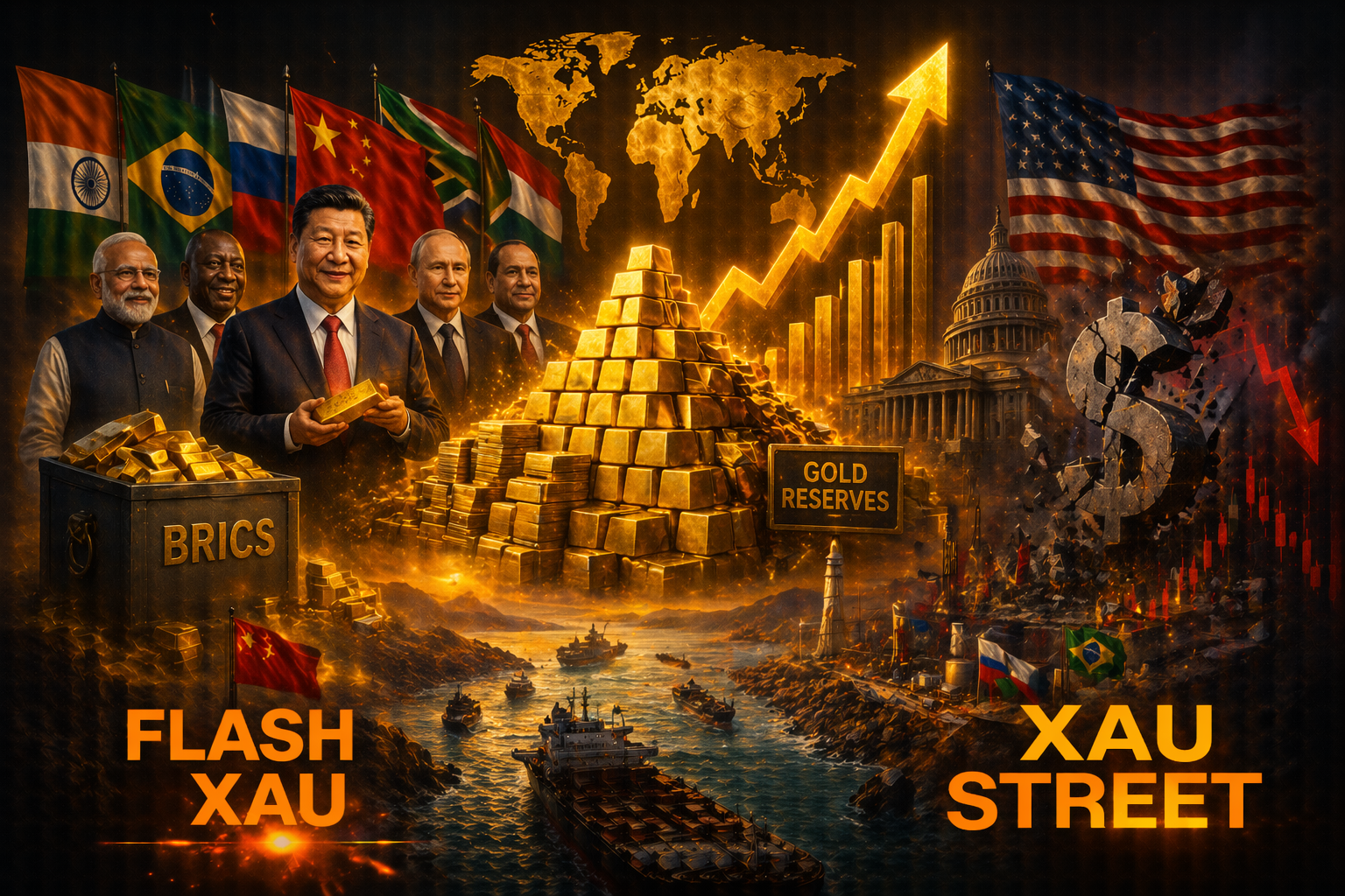 Réserves d’or des BRICS avec impact sur le dollar et le système financier mondial