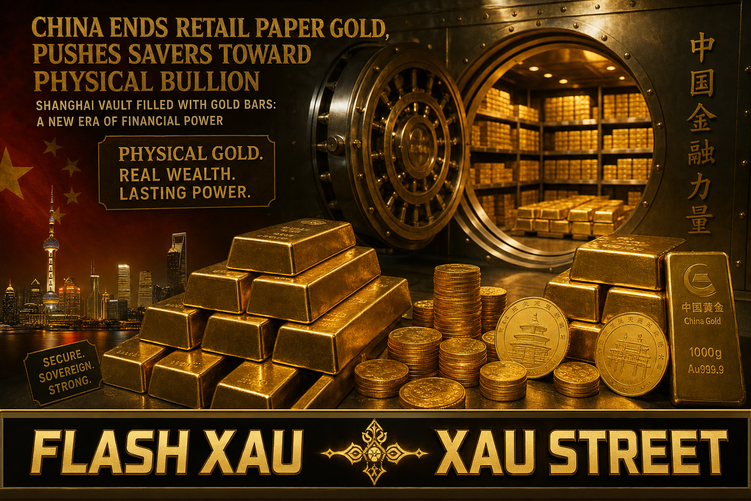 China ends retail paper gold, pushes savers toward physical bullion, Shanghai vault filled with gold bars, Chinese financial power