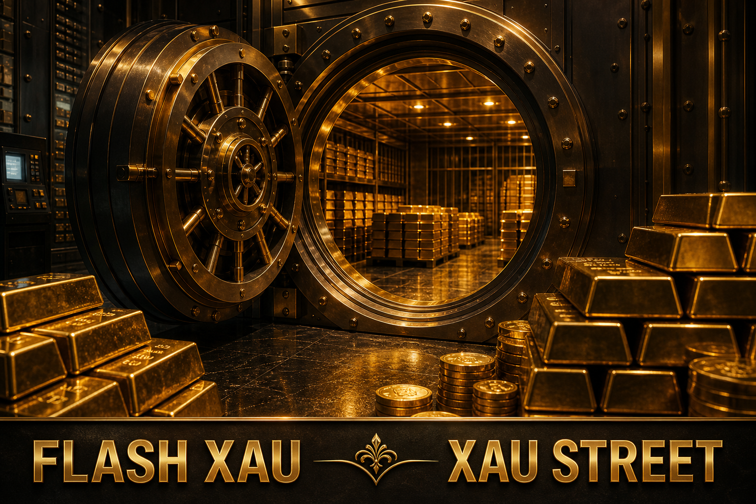 A secure vault with gold bars inside, symbolizing safety and security, no real people, no faces