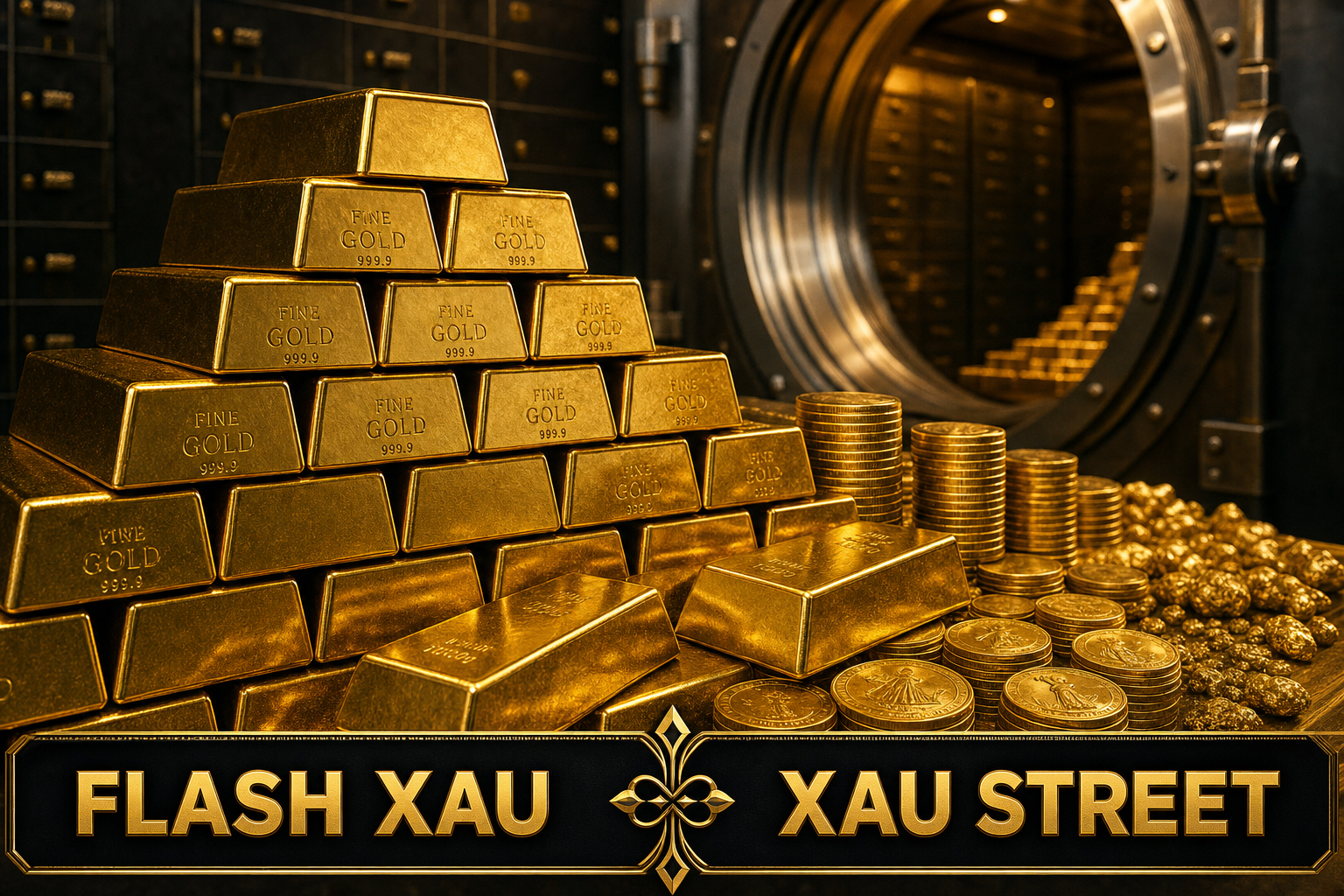 Golden bars stacked symbolically, representing wealth and stability, no people, no faces